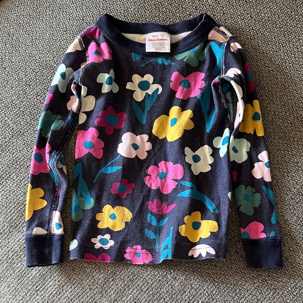 Hanna Andersson Navy Floral Long Sleeve Tee